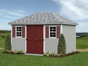 Backyard hip roof shed