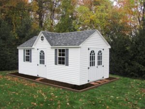 Backyard A Frame vinyl Dormer shed