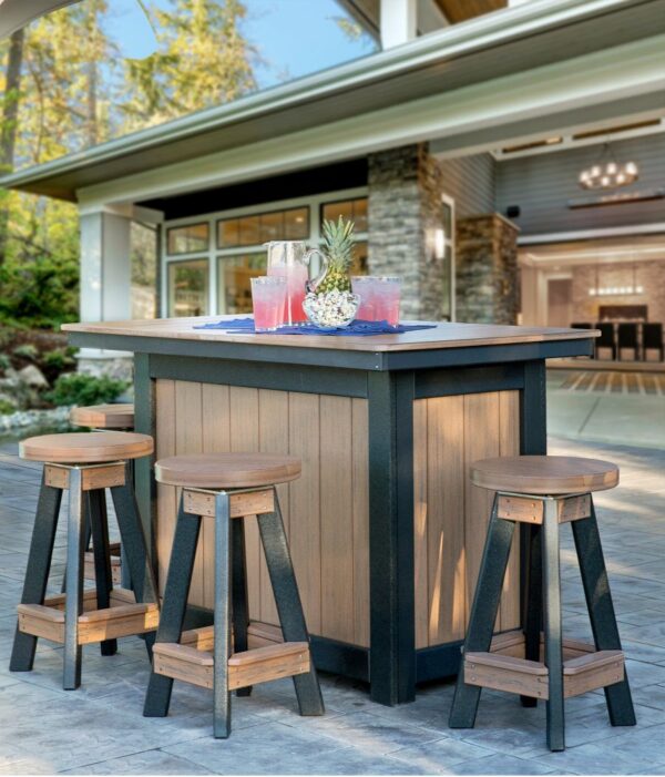 outdoor island with swivel stools