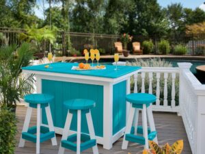 outdoor island with swivel stools