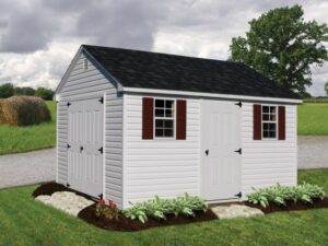 backyard A frame vinyl shed