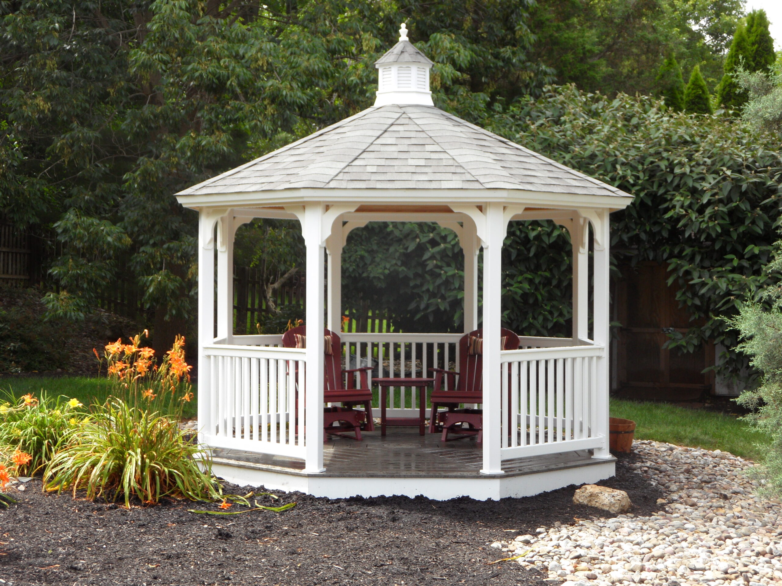 12' Octagon Gazebo Vinyl Keystone - J&L Amish Depot
